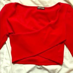 Long sleeve wrap around crop top